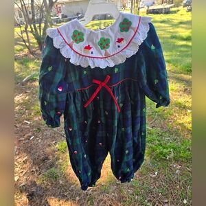 Vintage Smocked Plaid Romper BT Kids 12 Months